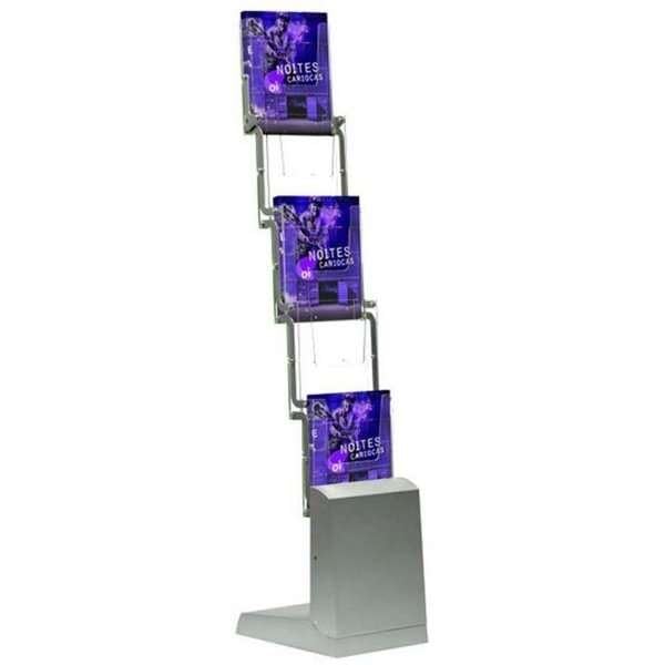 DisplayLager Klappbarer Prospektständer - 5xA4-21x29,7 cm - Silber,Transparent, Aluminium, Brochure Stand, Faltbarer Prospektständer