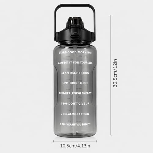 Image of Transparent Water Bottle 2000ML with Motivational Time Marker | Leak Proof&Break-Proof 2 litre water bottle | Best Usage For Office /School /Gym /Travel Water Bottle
