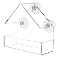Window Bird House Feeder with Extra Strong Suction Cups Clear Bird Seed Holder for Outside Birdhouse Shape WMBF0001