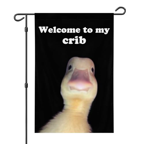 Welcome To My Crib Black Garden Flag 12x18 Inch Funny Duck Flag for Teen Girls Room Indoor Outdoor Bedroom and College Dorm Wall Decor Banner (duck black garden flag)