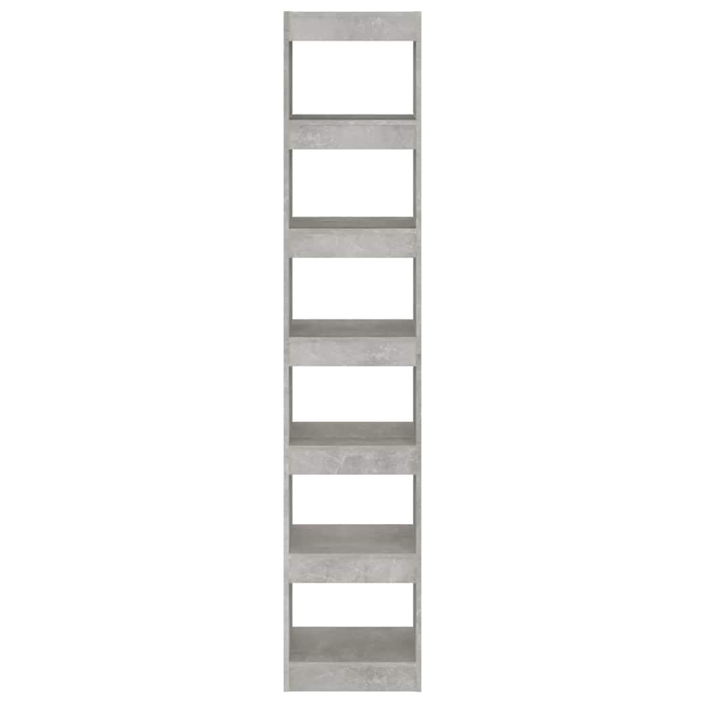 Libreria grigio cemento, 40 x 30 x 198 cm, in legno, divisorio e scaffale con molto spazio, sistema di scaffale aperto per soggiorno, ufficio, studio