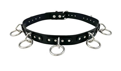 Funk Plus Grade A Bondage Belt Silver Ring Genuine Leather Punk Goth Style (M)