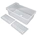 Réfrigérateur organisateur bac clair support de stockage des aliments avec 2 compartiments divisés pour armoire de cuisine à domicile(L)