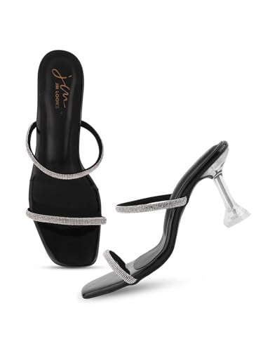 Image of JM LOOKS Women Square Toe Solid Comfortable Sole Kitten Heel Sandals For Womens & Girls