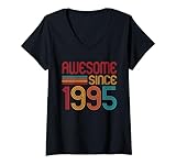 Photo Gallery donna awesome since 1995 vintage 1995 birth of birthday men women maglietta con collo a v Photo Gallery donna awesome since 1995 vintage 1995 birth of birthday men women maglietta con collo a v