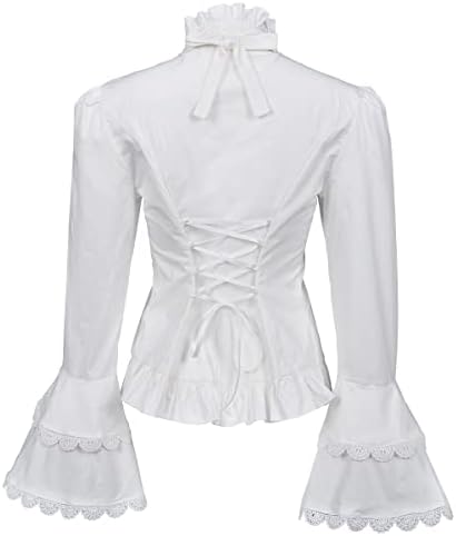 Victorian Blouse Womens Gothic Pirate Shirt Vintage Long Sleeve Lotus Ruffle Tops