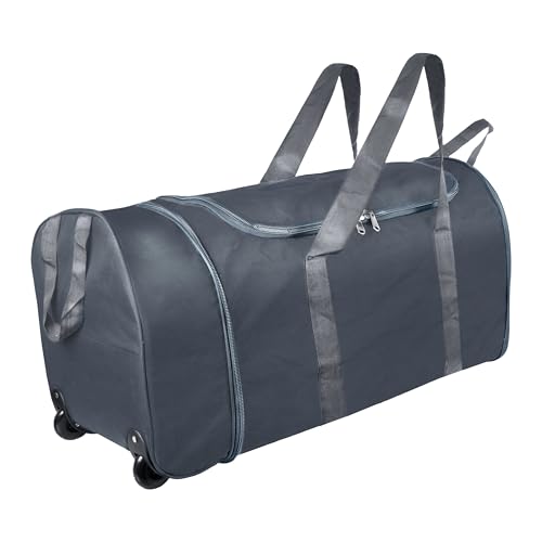 NISUN Canvas 90 Liter Large Strong Travel Luggage Duffel Storage Bag with Six Wheels & Front Transparent Pocket (Blue,73 x 27.5 x 45 cm) (Gray)