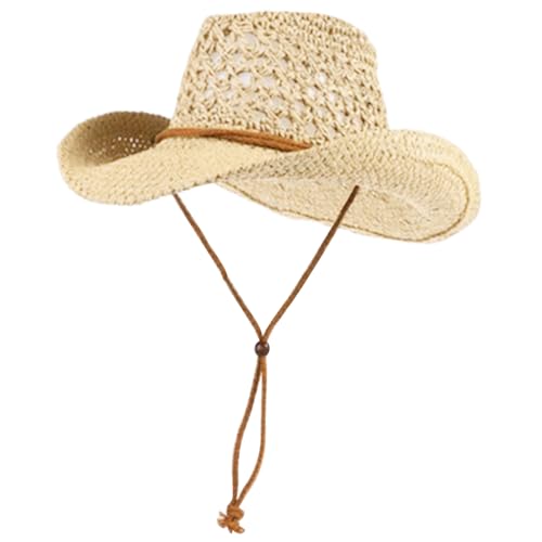 La Mejor Selección de Sombreros cowboy para Hombre favoritos de las personas. 48 Pesoncarl Sombrero de Vaquero de Paja Borre Ancho Sombreros Paja para Hombres Sombrero Playa Transpirable con Correa la Barbilla Protección Ultravioleta Elegal para el Sol al Aire...