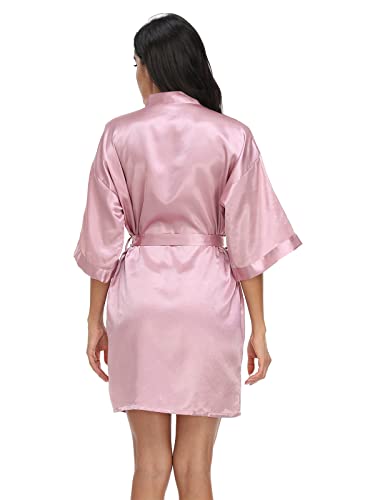 Image of Women's Pure Short Silky Robes Bridesmaid Bride Party Satin Robes Sleepwear