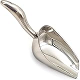 SunGrow Large Cat Litter and Food Scoop, Life Transforming 2-in-1 Scooper, Reduces Hand Fatigue, Saves Clear Litter, Makes Scooping Faster and Easier (Silver, Small)