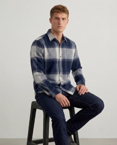 Image of DEELMO Men's Cotton Blend Printed Checkered Casual Shirt | Full Sleeve Button Down Regular Fit Collared Shirt | Soft & Breathable Everyday Wear for Office (Available in Plus Size)