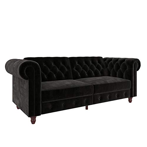 Image of DHP Furniture Felix Chesterfield Sofabed Velvet Black