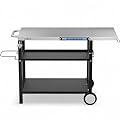 GasOne Stainless Steel Grill Table – 44 x 20-inch Rolling Grill Cart – Multifunctional Outdoor Side Table with Side Shelf, Trash Bag Hanger, Tool Holder – Ideal for Food Prep, Pizza Oven, Griddle