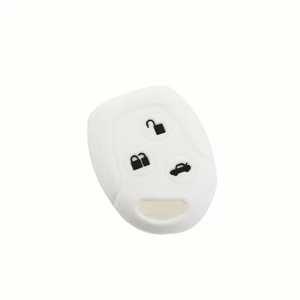 Funda metálica para Llavero de Coche Funda de Silicona para Llave de para Ford, para Focus, para Mondeo, para Festiva, para Fusion, para Fiesta KA MK4, con Mando a Distancia de 3 Botones.(White)