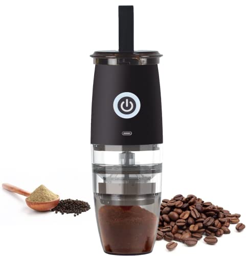 Portable Burr Coffee Grinder,Electric/Manual 2-in-1 Cafe Grind, Adjustable Burr Mill with 5 Precise Grind Scale for Drip/Espresso/ Pour over/Percolator/Cold Brew (Black)