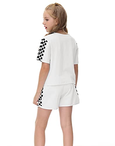 Image of CNJFJ Kids Summer Sport T-Shirt and Shorts Set Plaid Print Clothing Sets Tracksuit