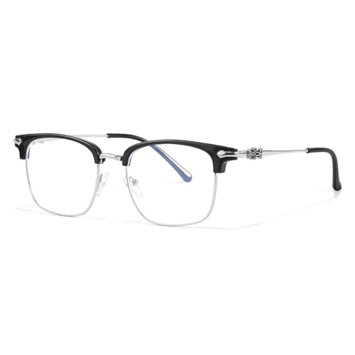 IGnaef Blue Light Blocking Glasses for Men Women Vintage Classic Semi-Rimless Half Frame Clear Lens Glasses IF1231