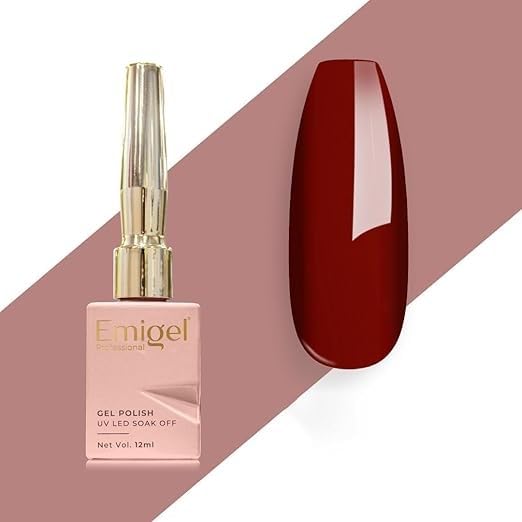 Emigel Professional UV Gel Polish BURGUNDY RED- E117 | Cured With UV LED Lamp | Super Glossy Finish |Quick Drying Nail Polish (12ml)-image-33