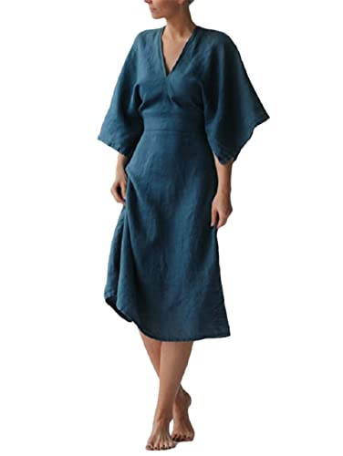 Robe de soirée bleu à manches courtes pour cocktail chic