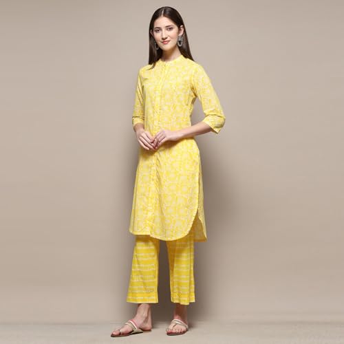 Image of BIBA Women Cotton Straight Printed Suit Set