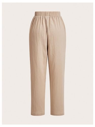 WDIRARA Women's 2 Pack Pants High Elastic Waist Casual Work Office Long Trousers4