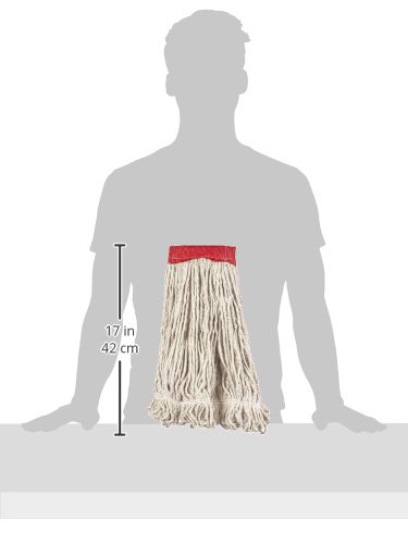 Amazon Basics Loop-End Synthetic Commercial String Mop Head, 5 Inch Headband, Large, White, 6-Pack