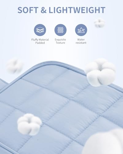 Image of Narwey Puffy Travel Toiletry Bag for Traveling Women Girl, Travel Bag for Toiletries, Cute Makeup Bag Cosmetic Bag Organizer, Quilted Make Up Skincare Medicine Bags (Blue)