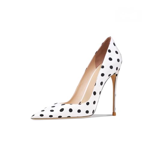 iadore Women's Pumps, 4" Classic Pointed Toe Polka Dots Sexy Stiletto High Heels Slip-on Comfortable Casual Dress Shoes2
