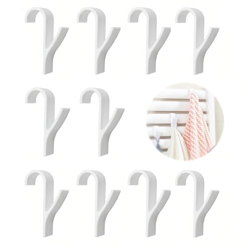 JYNXOR 10 Pcs Ganci per Termoarredo Bagno Bianchi, Ganci Per Radiatori, Gancio Termoarredo Bagno, Appendi Accappatoio Bagno per Accappatoio, Vestiti e Asciugamani,Porta Asciugamani Per Scaldasalviette