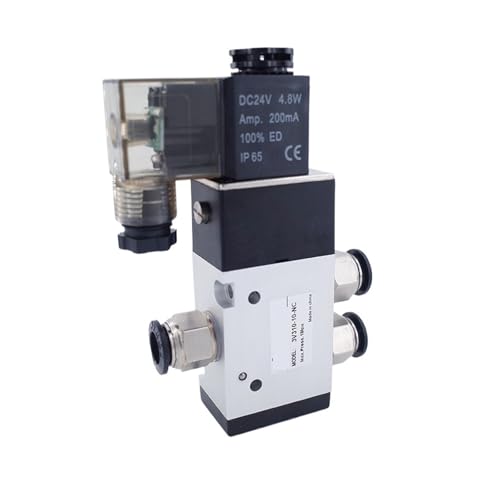 SDQGDHVW Válvulas 3V110-06, 3V210-08, 3V310-10 y 3V410-15 con Conector de Manguera de 4 mm, 6 mm, 8 mm, 10 mm y 12 mm, electroválvula de 3/2 vías, 12 V, 24 V y 220 V(3V110-06,DC24V_Without Fittings)