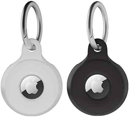 Apple AirTag Holder Silicone Case 4 Pack | Air Tag Tracker Cover and Keyring for Keys, Bag, Pet Collar, Luggage - Scratch Resistant, Fully Covered Anti-Lost Design