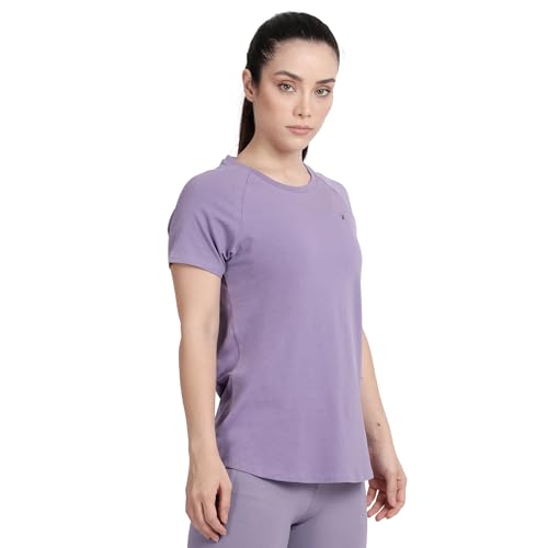 Image of Lavos Women's Regular Fit T-Shirt with Half Sleeve Round Neck, Bamboo & Cotton Gym, Yoga and Sports Wear for Women