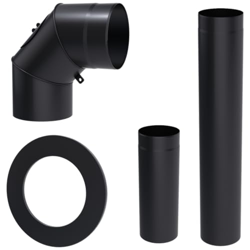 KRATKI Kit di montaggio in acciaio nero fi200, per caminetti a legna