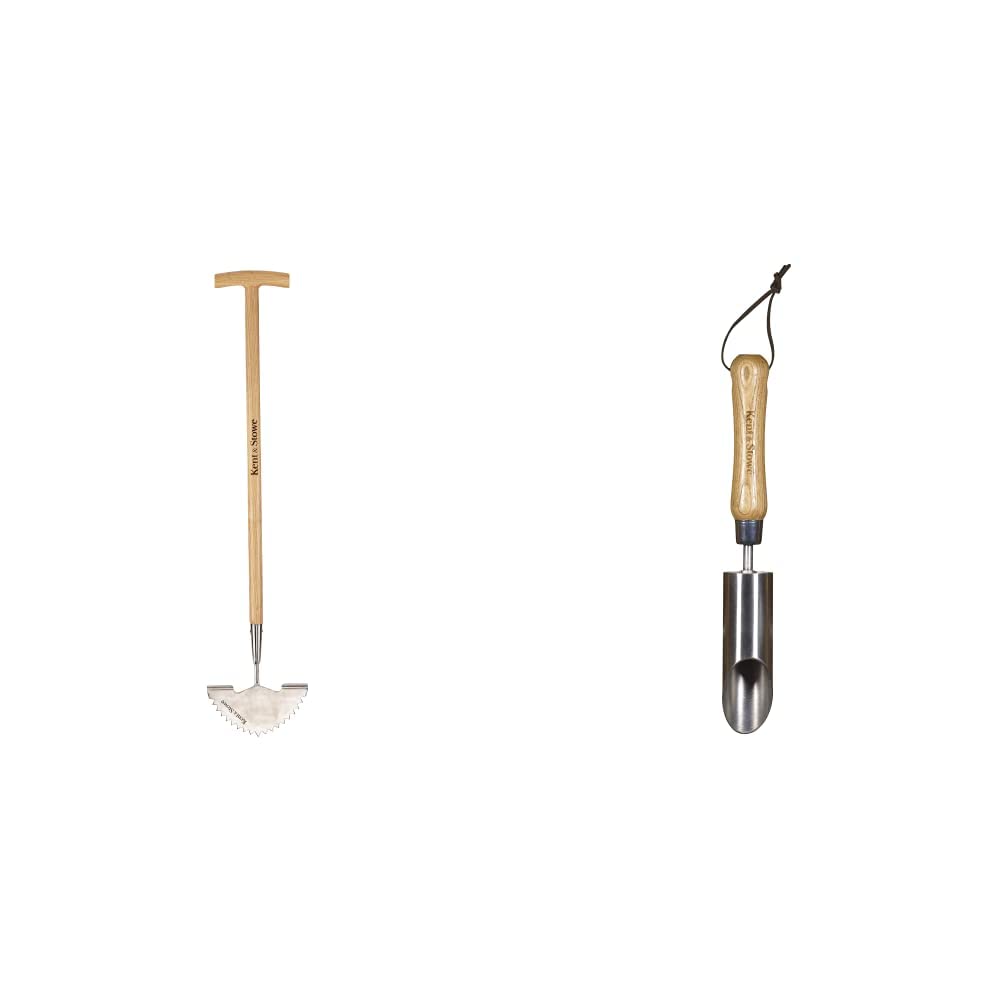 Kent & Stowe Rasenkantenstecher – Kantenschneider aus Edelstahl zum Schneiden von Rasenkanten & Zwiebelpflanzer – Blumenzwiebel-Pflanzer aus Edelstahl für gleichmäßige Löcher, Länge: 30 cm