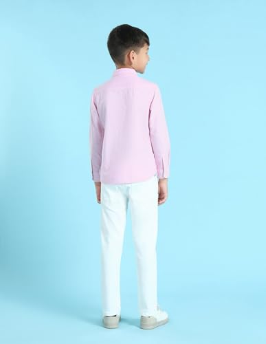 Image of U.S. Polo ASSN. Solid Cotton Shirt for Boys - Spread Collar, Long Sleeves, Regular Fit Shirt for Kids