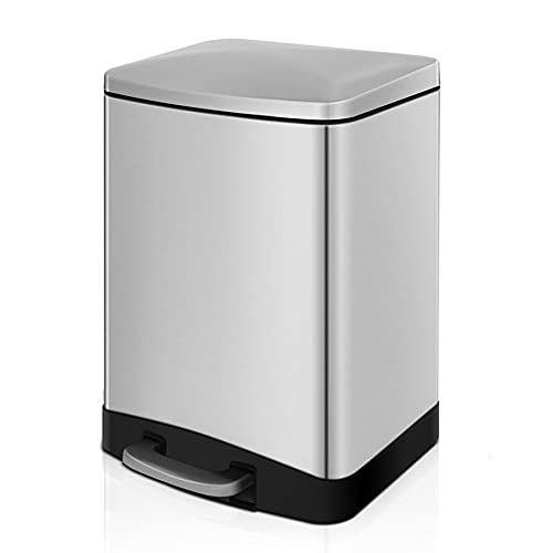3.2 Gal./12 Liter Stainless Steel Rectangular Step-on Trash Can for Bathroom and Kitchen
