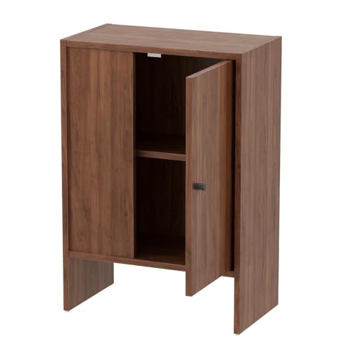 Image of Wakefit Engineered Wood Cabinet | 1 Year Warranty | Storage Cabinet for Home Kitchen Living Room | 1 Closed Compartment | Almeida - Columbian Walnut