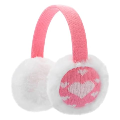 BAOPLAYKIDS Kids Knit Earmuffs Winter Outdoor Ear Muffs Plush Ear Warmers for Boys Girls 4-16 Years White Pink Cover