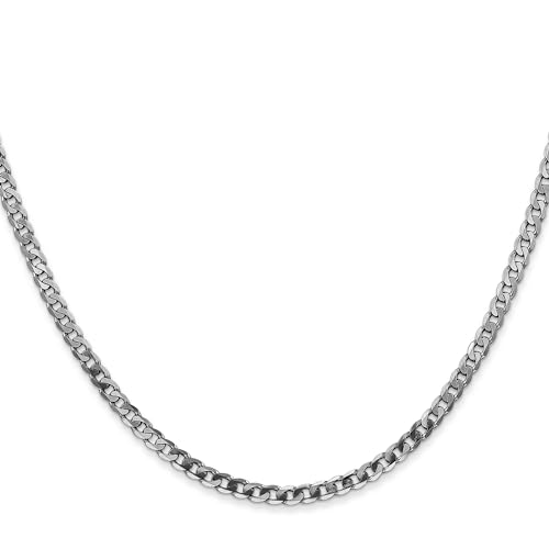 Jewelry Stores Network 14k White Gold 2.9mm Flat Beveled Curb Chain Necklace 2.9 mm x 16 inches
