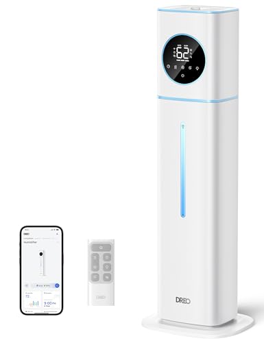 DREO HM735S 11L Smart Humidifier Large Room 700 ft², 100H Cool Mist Air Humidifiers for Bedroom, Top-Fill, Clean Tank Technology, 26dB, Auto Mode, Aroma Box, RGB, Remote & APP Control, Baby, Blue