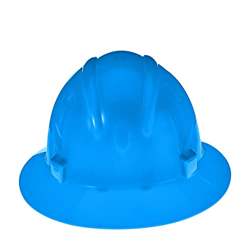 Amazoncommercial Full Brim Hard Hat, 4-Point Ratchet Nylon Suspension, Blue #TOP1