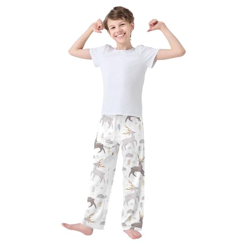 Boys' Pants Christmas Animal Deer Funny Long Bottoms Jogger Pants Elastic Waist Trousers with Pockets S-XL2