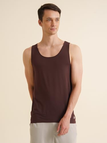 Image of DAMENSCH Neo-Skin Round Neck Anti-Bacterial Bamboo Vest-Jet Black, Dusty Olive-L