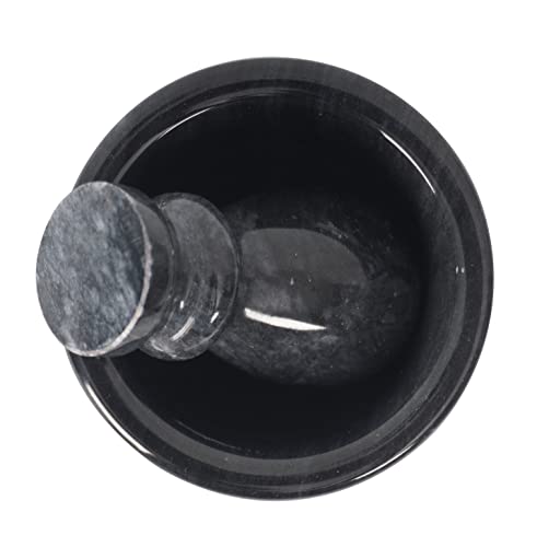 Radicaln Mortar And Pestle Set - Black Palm Size 2.5" Portable Handmade Marble Mortar And Pestle | Marble Kitchen Accessories For Indian Spices And Seasonings Set, Altar Supplies And Grinding Spices #TOP3