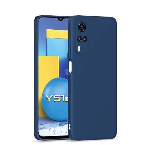 Image of Outlouders Back Cover for Vivo Y31 / Y51A / Y51 / Y51i | Camera Protection | Durable Soft Matte Silicone Bumper Case (Blue)