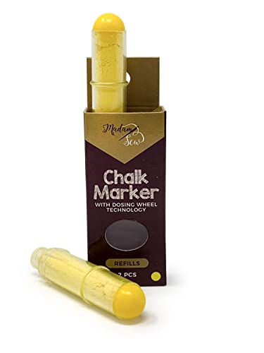 Madam Sew Chalk Fabric Marker Refill Cartridges For Sewing And Quilting – Clean, Quick, Leakproof Refills Replenish Tailor Liner Pens – Powdered Talc Pigment For Cotton, Knit And More (Yellow Refill) #TOP6