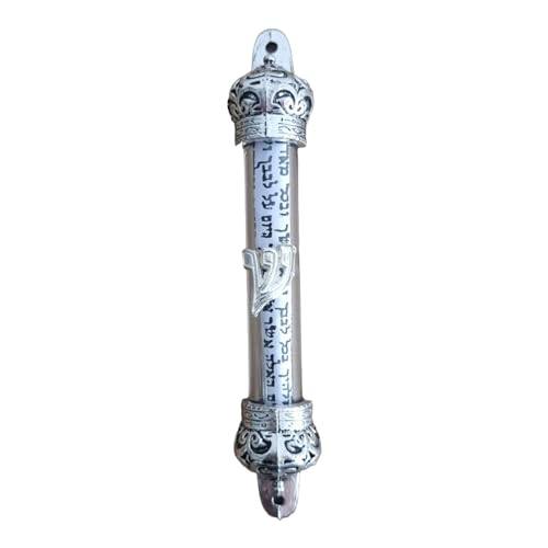 Yaliland Elegante custodia Mezuzah placcata argento con pergamena non kosher, decorazione ebraica e cristiana, regalo per nuova casa, matrimonio o inaugurazione della casa
