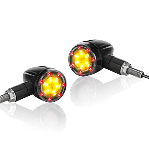 LKV 2PCS Clignotant Moto Universel Clignotant Moto LED 12V étanche pour Moto Scooter Quad Cruiser Off Road Cover