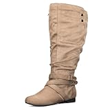 mysoft Women's Wide Calf Knee High Flat Tall Boots with Side Zippers