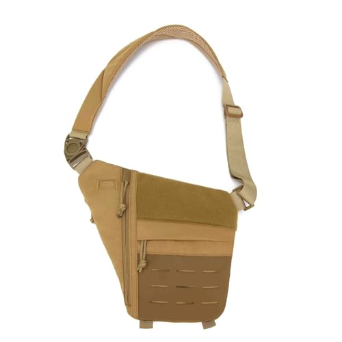 BOSREROY Anti-Theft Sling Bag: Chest Carry Daypack for Men, Adjustable Khaki